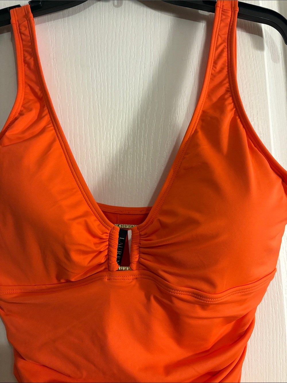 Ralph Lauren Orange Ruched One-Piece Swimsuit - Picture 4 of 9